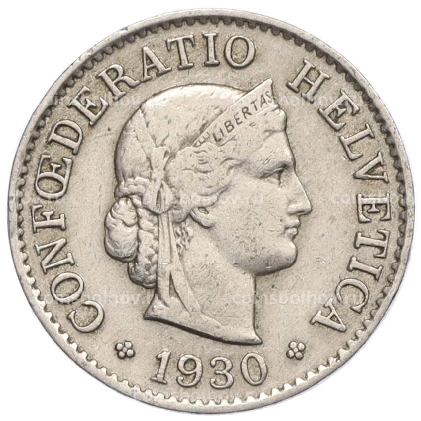 Монета 5 раппенов 1930 года Швейцария