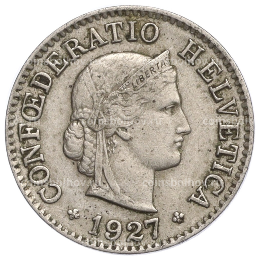 Монета 5 раппенов 1927 года Швейцария