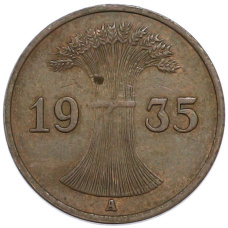 Монета 1 рейхспфенниг 1935 года A Германия (аверс)