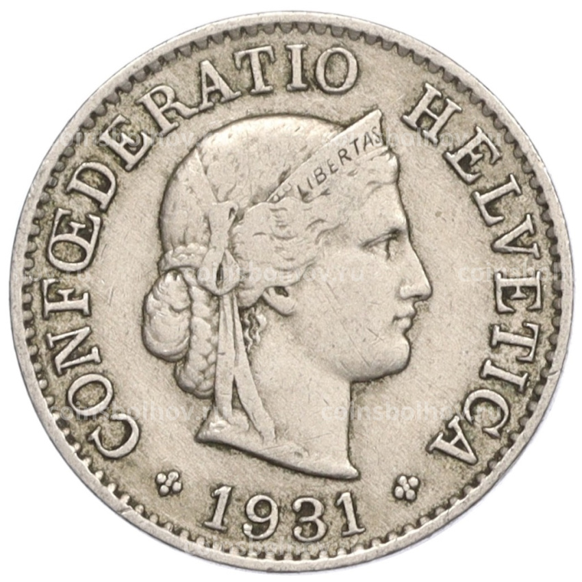 Монета 5 раппенов 1931 года Швейцария