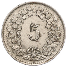 Монета 5 раппенов 1931 года Швейцария (реверс)