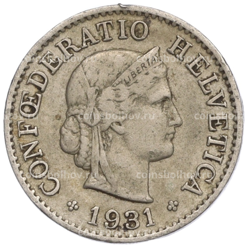 Монета 5 раппенов 1931 года Швейцария
