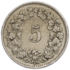 Монета 5 раппенов 1931 года Швейцария (реверс)