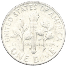 Монета 1 дайм (10 центов) 1964 года D США (реверс)