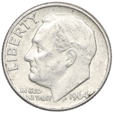 Монета 1 дайм (10 центов) 1964 года D США (аверс)