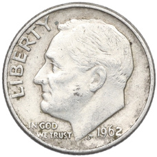 Монета 1 дайм (10 центов) 1962 года D США (аверс)
