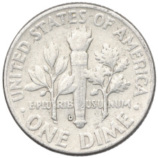 Монета 1 дайм (10 центов) 1962 года D США (реверс)