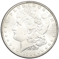 Монета 1 доллар 1886 года США (аверс)