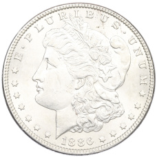 Монета 1 доллар 1886 года США (аверс)
