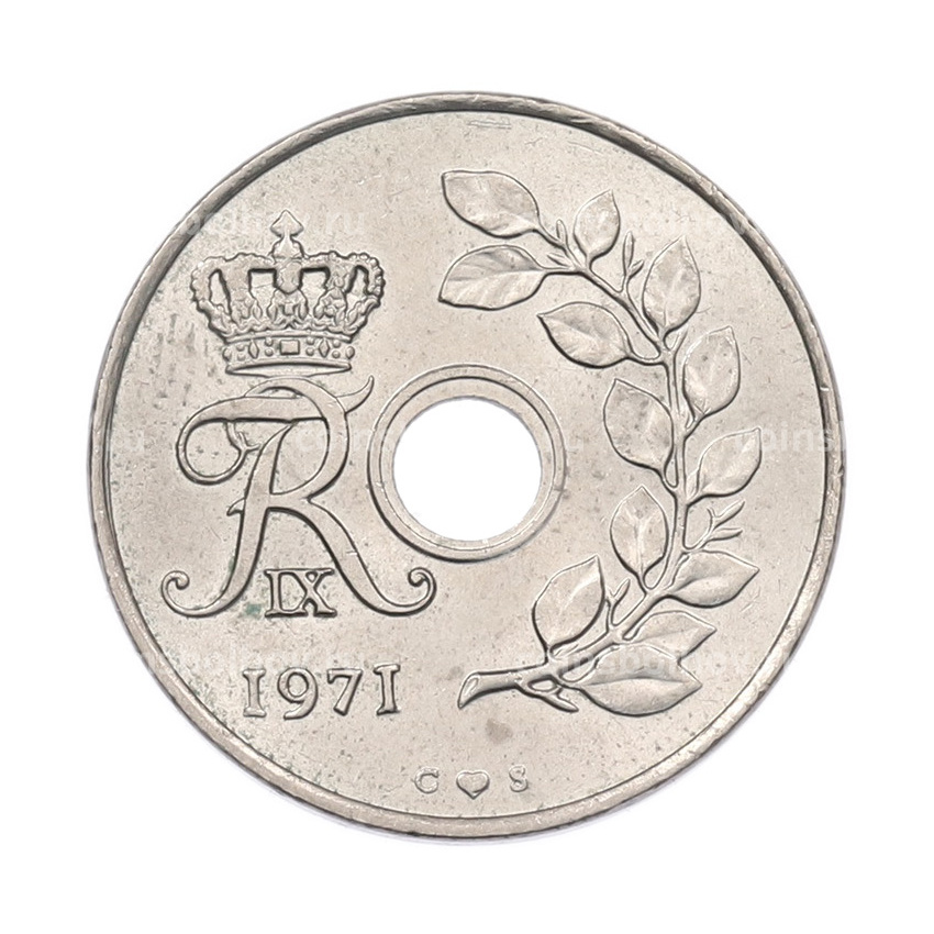 Монета 25 эре 1971 года Дания
