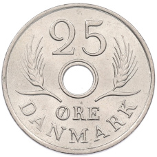 Монета 25 эре 1971 года Дания (реверс)