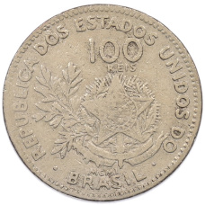 Монета 100 рейс 1901 года Бразилия (аверс)