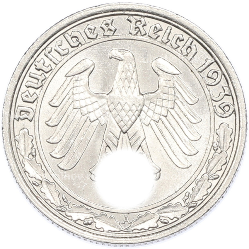 Монета 50 рейхспфеннигов 1939 года A Германия