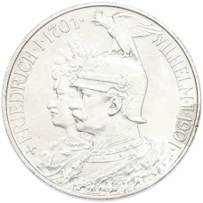 Монета 2 марки 1901 года Германия (Пруссия) «200-летие Пруссии» (аверс)