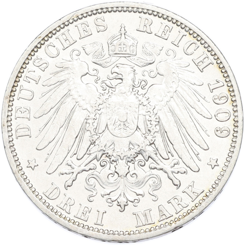 Монета 3 марки 1909 года Германия (Пруссия) (вид 2)