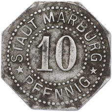 Монета 10 пфеннигов 1917 года Германия — город Марбург (Нотгельд) (реверс)