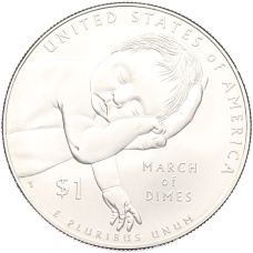 Монета 1 доллар 2015 года P США «75 лет фонду March of Dimes» (реверс)