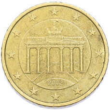 Монета 50 евроцентов 2002 года J Германия (аверс)