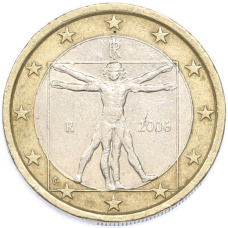 Монета 1 евро 2006 года Италия (аверс)
