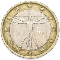 Монета 1 евро 2006 года Италия (аверс)