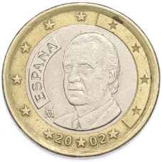 Монета 1 евро 2002 года Испания (аверс)