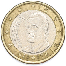 Монета 1 евро 2007 года Испания (аверс)