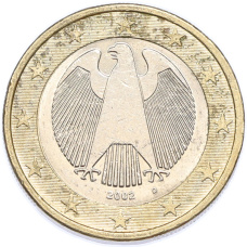 Монета 1 евро 2002 года D Германия (аверс)
