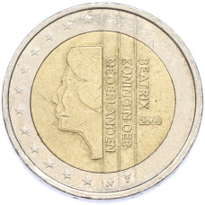 Монета 2 евро 2000 года Нидерланды (аверс)