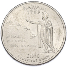 Монета 1/4 доллара (25 центов) 2008 года P США «Штаты и территории — Гавайи» (аверс)