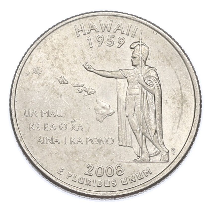 Монета 1/4 доллара (25 центов) 2008 года P США «Штаты и территории — Гавайи»