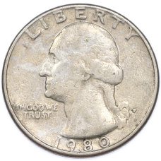 Монета 1/4 доллара (25 центов) 1980 года P США (аверс)