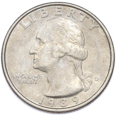Монета 1/4 доллара (25 центов) 1989 года D США (аверс)