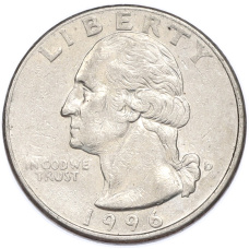 Монета 1/4 доллара (25 центов) 1996 года D США (аверс)