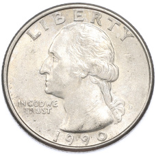 Монета 1/4 доллара (25 центов) 1990 года D США (аверс)