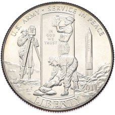 Монета 1/2 доллара (50 центов) 2011 года D США «Армия США» (реверс)