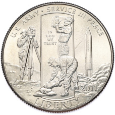 Монета 1/2 доллара (50 центов) 2011 года D США «Армия США» (реверс)