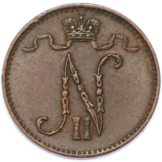 Монета 1 пенни 1906 года Русская Финляндия (реверс)