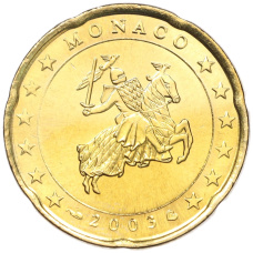 Монета 20 евроцентов 2003 года Монако (аверс)