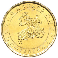 Монета 20 евроцентов 2003 года Монако (аверс)