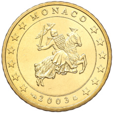 Монета 50 евроцентов 2003 года Монако (аверс)