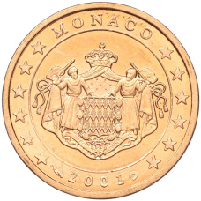 Монета 2 евроцента 2001 года Монако (аверс)