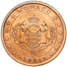Монета 5 евроцентов 2001 года Монако (аверс)