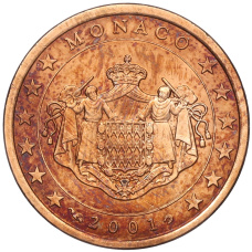 Монета 5 евроцентов 2001 года Монако (аверс)