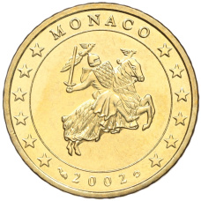 Монета 50 евроцентов 2002 года Монако (аверс)