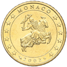 Монета 50 евроцентов 2002 года Монако (аверс)