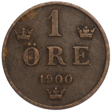 Монета 1 эре 1900 года Швеция (аверс)