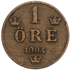 Монета 1 эре 1904 года Швеция (аверс)