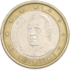 Монета 1 евро 2007 года Испания (аверс)