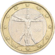 Монета 1 евро 2007 года Италия (аверс)