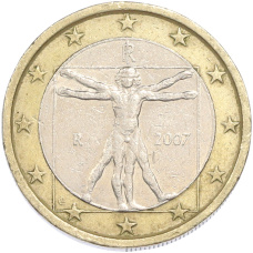 Монета 1 евро 2007 года Италия (аверс)